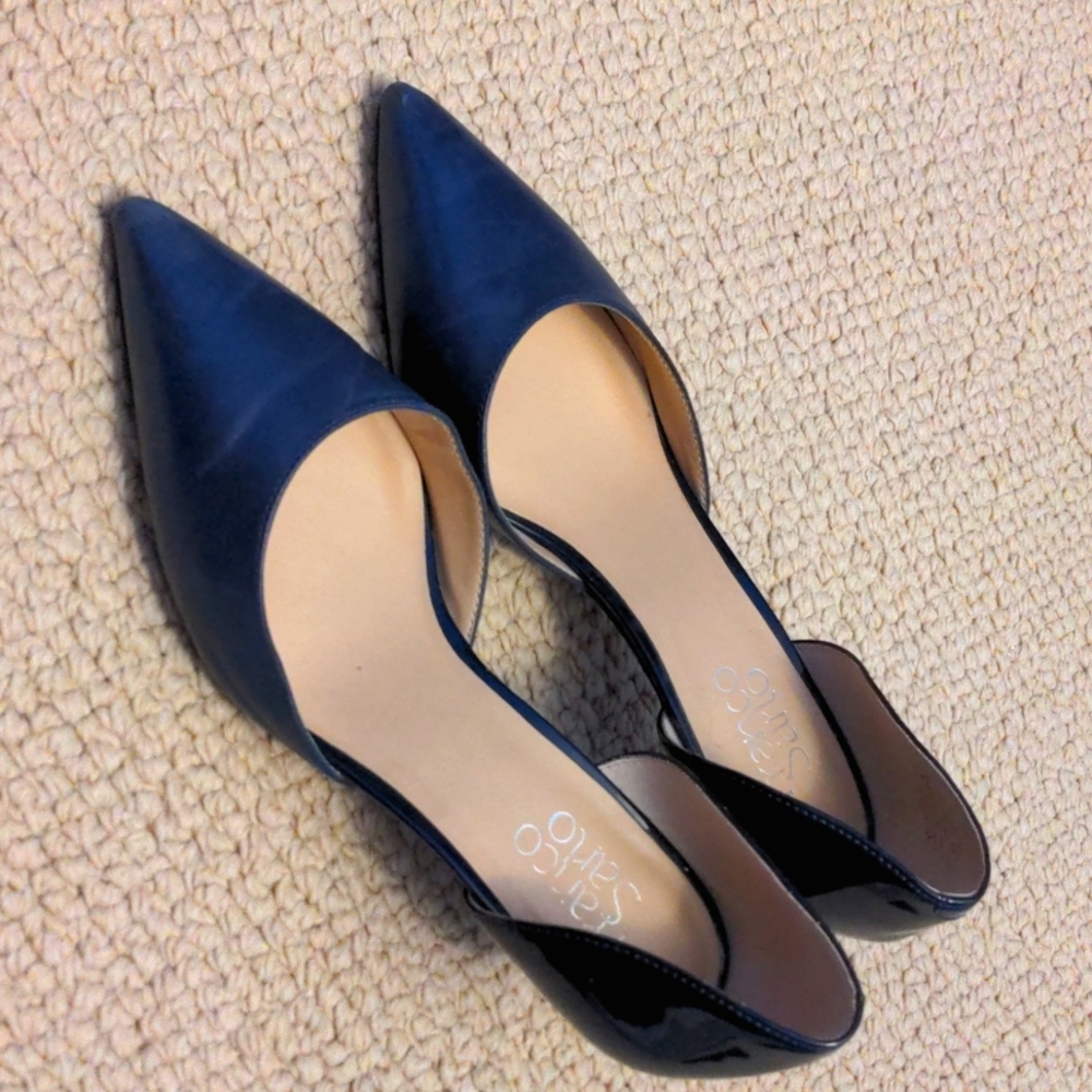 Blue kitten heels